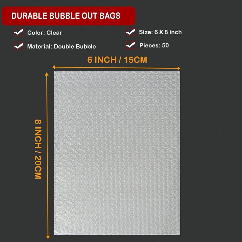 AODESTINY 200Pcs Bubble Pouches Wrap 6”x8”, Clear Bubble Out Bags for Packing, Double Walled Moving Supplies Bubble Bags for Fragile Dishes China Plates, Bubble Pouch Bags for Shipping Storage Wrapping - Image 2